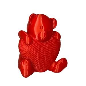 Teddy Bear with Heart Knitted Red Valentines Cute Decor Gift 4 Inch